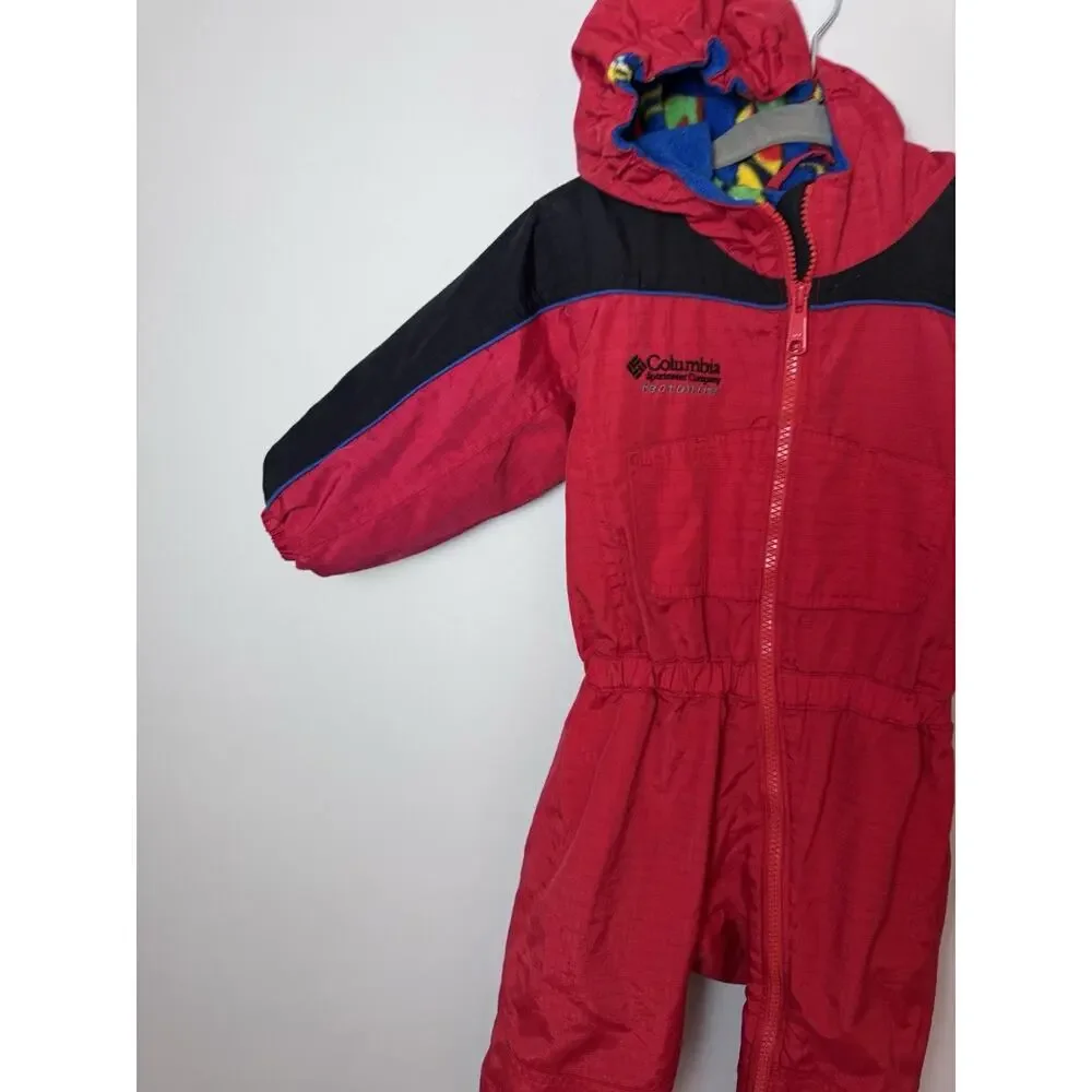 Columbia Vintage Red Tectonite Fleece Lined Hooded Snowsuit Size 2-3 Toddler